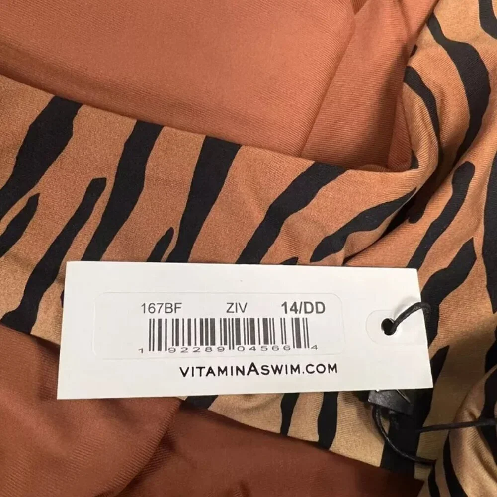 Vitamin A Women’s Animal Print Brown Bikini Bottom Size 14